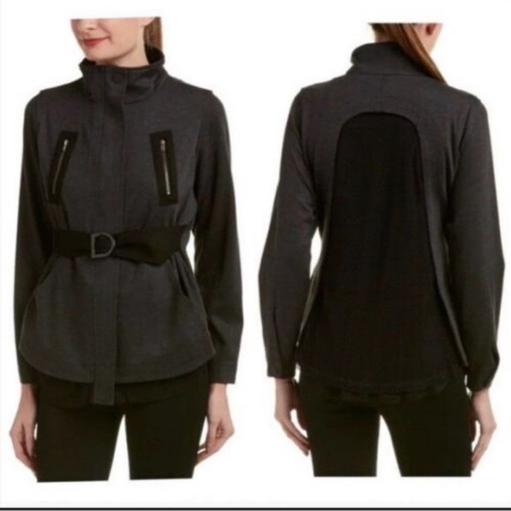 CAbi #3184 Love Carol Grey/‎ Black Mesh Back Jacket Size Small A14
